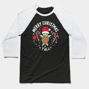 Merry Christmas Y'all - Tiny Turtle Xmas Baseball T-Shirt